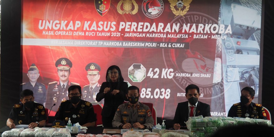 Bareskrim dan Bea Cukai Gagalkan Peredaran 42,3 Kg Sabu dan 85 Ribu Ekstasi