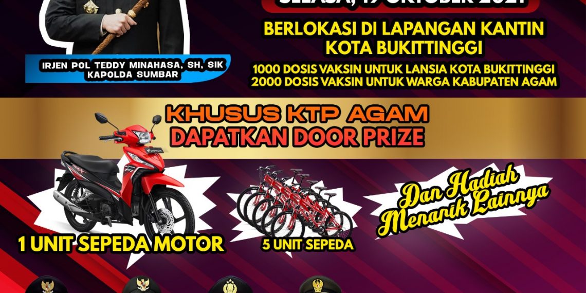 Gebyar Vaksin Indonesia Bangkit Sinergitas Polri dan TNI bersama Pemerintah daerah Kabupaten Agam serta Kota Bukittinggi