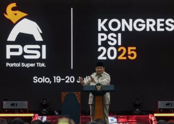 Prabowo Subianto di kongres PSI 2025