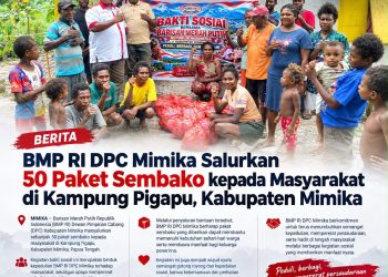 BMP RI DPC Mimika Salurkan 50 Paket Sembako kepada Masyarakat di Kampung Pigapu Kabupaten Mimika
