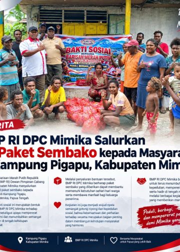 BMP RI DPC Mimika Salurkan 50 Paket Sembako kepada Masyarakat di Kampung Pigapu Kabupaten Mimika
